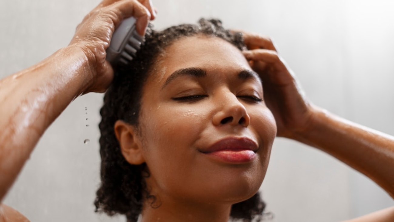 Femme s'offrant un lavage de ses cheveux