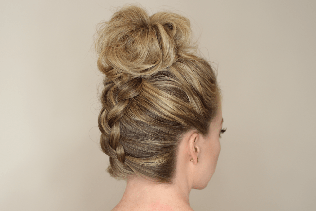 tresse renversée chignon